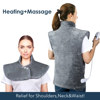 

Electric Large Warming Heating Pad Blanket Portable Shoulder Neck Back Heating Shawl Wrap Pain Relief Automatic Shut OFF Support