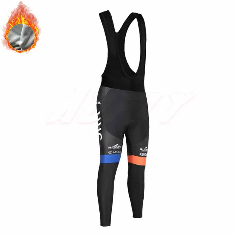 Fleece black Зимняя Оранжевая команда UHC Велоспорт 9D велосипед брюки комплект Ropa Ciclismo термо флис pro трикотаж для велосипедистов и тонкие Весенние длинные рукава - Цвет: Fleece black