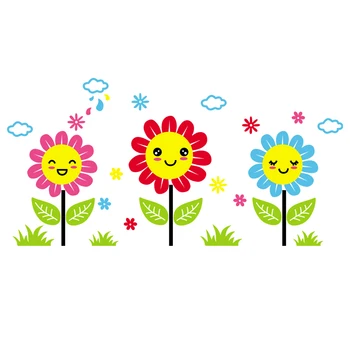

Lovely Flower Wall Stickers For Kids Room Kindergarten Baby Room Wall Decoration Cute Cartoon Wall Decals 3D Acrylic Wallpapers