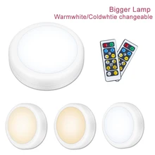 Большая Двухцветная светодиодная подсветка под шкаф с пультом дистанционного управления, беспроводной затемненный Ночной светильник с батареей, светильник для кухонного шкафа