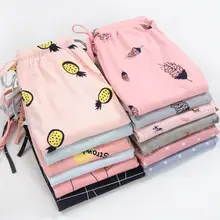 Трикотажные хлопковые домашние брюки на шнурке Свободные повседневные тонкие брюки для сна домашние брюки для женщин Пижамные брюки для сна Bott