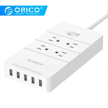 

ORICO USB Power Strip Multiple Socket Surge Protector 4AC US Plug 5 Ports Charger Power Cord Home Office Wall Charger Adapter