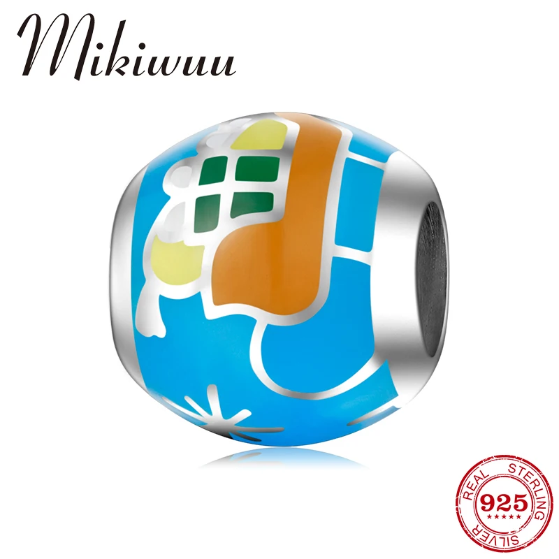 

925 Sterling Silver Colorful enamel pattern Charms Beads fit Original Pandora Charms Bracelets Women DIY Fashion Jewelry