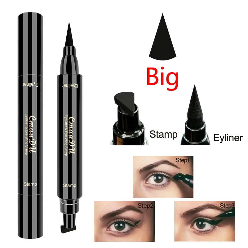 Eyes Liner Make Up Pencil Waterproof Black Double-ended Makeup Stamps Eyeliner Pencil Double Head Liquid Eyeliner Pencil TSLM1