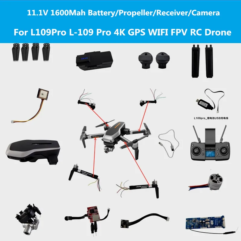 L109Pro L-109 PRO RC Квадрокоптер GPS 4K WIFI FPV Дрон 11 1 В 1600 мАч батарейный пропеллер карданный
