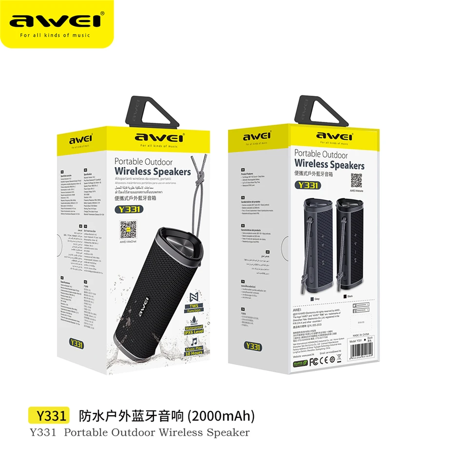 Y331 TWS Открытый водонепроницаемый динамик Bluetooth беспроводной стерео Супер Бас Звук Поддержка TF карта 2000 мАч для путешествия Вечерние
