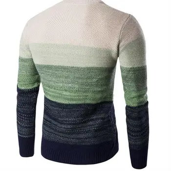 

Mens Winter Warm Slim Knitwear O-Neck Splice Color Colored Wool Big Size Casual Pullover 2018 New Fashion Thick Men Sweaters