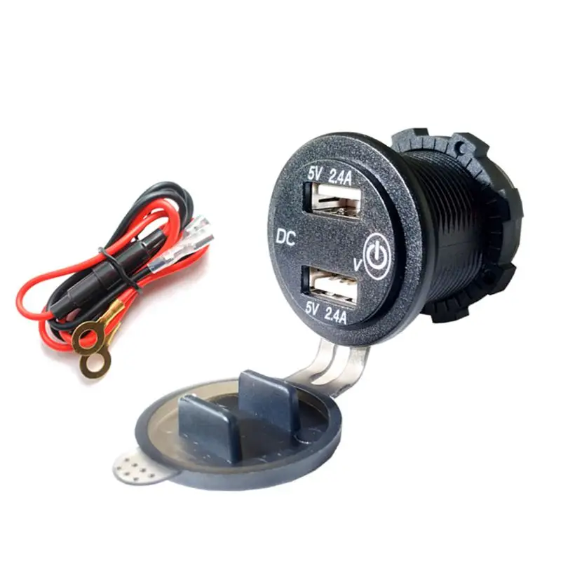 12V 24V Dual USB Автомобильное зарядное устройство 2.4A светодиодный вольтметр автомобиля Зарядное устройство адаптер с сенсорным экраном вкл/выкл переключатель