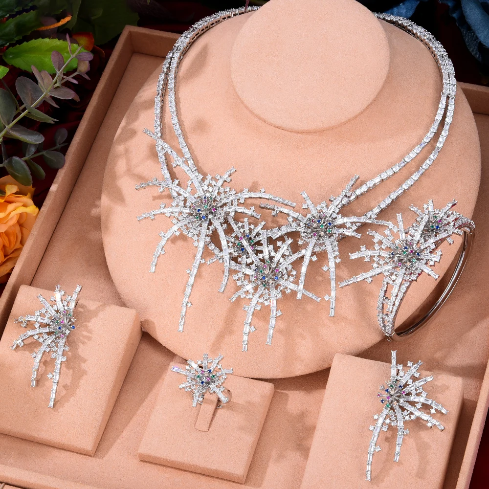

GODKI DUBAI 4pcs Spider Bridal Zirconia Necklace earring Set For Women Wedding Party Jewelry Sets CZ Crystal Wedding Jewelry Set