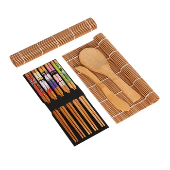 

2020 New Sushi Tool Set Natural Bamboo Fine Smooth Polishing Straight Japanese Compact Roll Making Sushi Tools