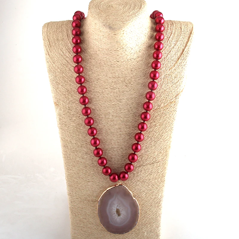 RH модное богемное этническое ювелирное изделие камень длинный завязанный черный