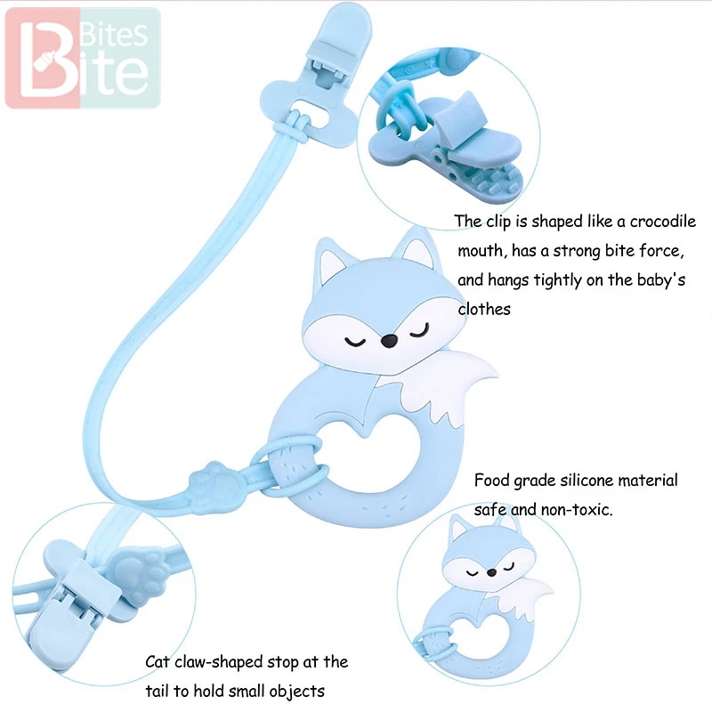 1pc Silicone Pacifier Chains Baby Silicone Teether Pandent Teething Rodent Unicorn Fox Nursing Toys Children's Goods Let's Make