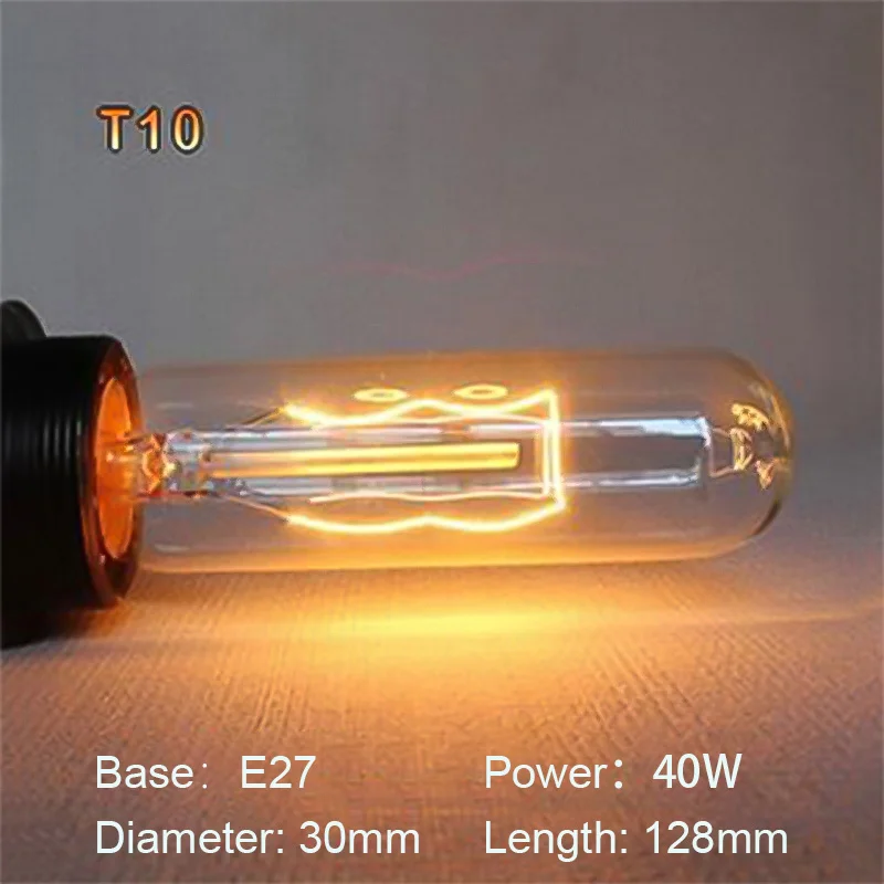 T10 Hontiey Edison лампочка E27 лампа 110V 220V нить накаливания Ampoule лампы винтажная лампочка эдисона украшения окружающего света - Испускаемый цвет: T10