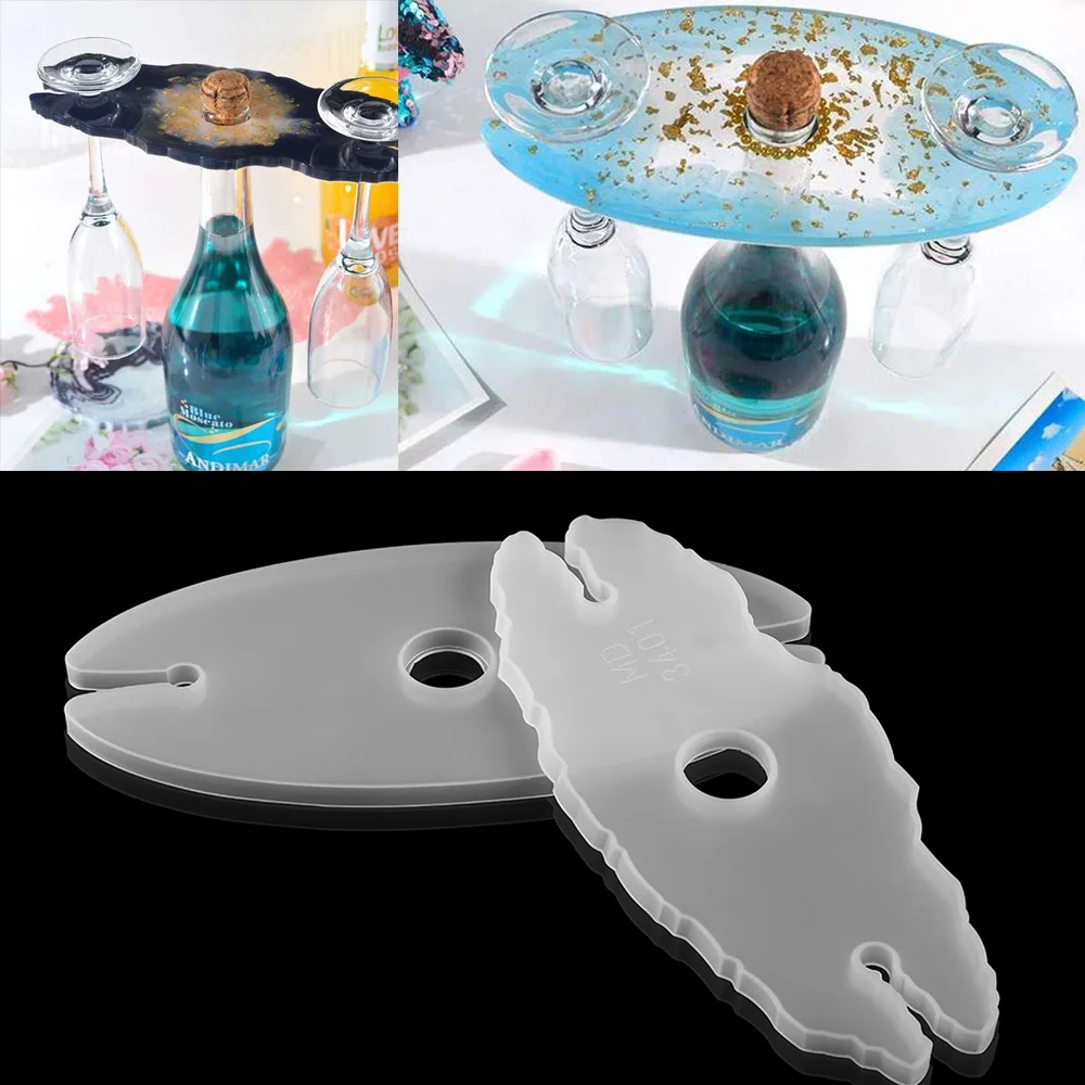 

Clear Irregular Wine Rack Epoxy Resin Mold Wine Glass Coaster Silicone Mold For DIY Family Party Table Decoration Handmade Craft