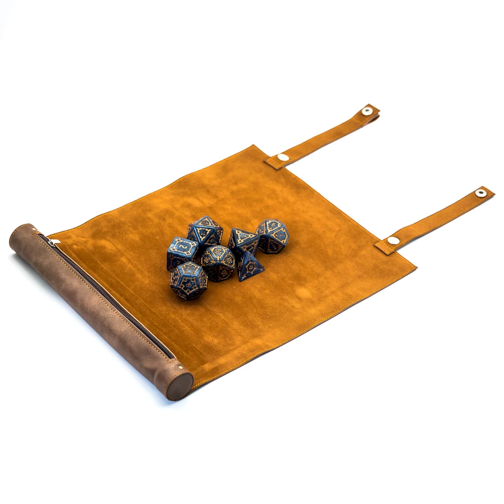 DND Dice Tray Rolling Mat with Zippered Holder - Compatible Standard Polyhedral Game |