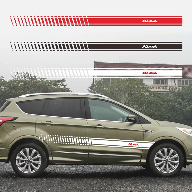 Дверные боковые юбки в полоску для Ford автомобильное Kuga Стайлинг кузова Декор Стикеры Авто аксессуары виниловые наклейки