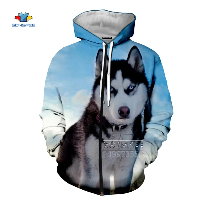 Толстовка SONSPEE Husky Silly Dog с 3D принтом в виде животных для мужчин и женщин в стиле Харадзюку, толстовка в стиле хип-хоп, уличная толстовка на молнии в стиле хип-хоп, пуловер G01