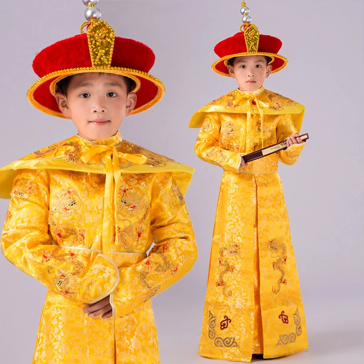 Kind Chinesischen Traditionellen Hanfu Kleid Manner Jungen Kaiser Konig Buhne Gelb Kleidung Kostume Tang Anzug Kinder Robe Hut Sets Set Rgb Set Descriptionhat And Scarf Patterns Aliexpress