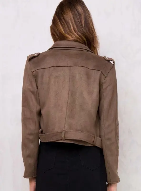 Very best  Ozhouzhan 2018 Autumn New Style Fold-down Collar Locomotive Leather Coat Women's Suede Leather Jack