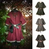 Disfraz Medieval de pirata vikingo para hombres y mujeres, ropa de Color sólido con cordones, de talla grande, Unisex, camisas de media manga, Top ► Foto 1/6