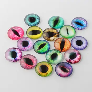 

200Pcs Half Round Dome Eye Printed Glass Cabochons DIY Craft Mixed Color 12x4mm