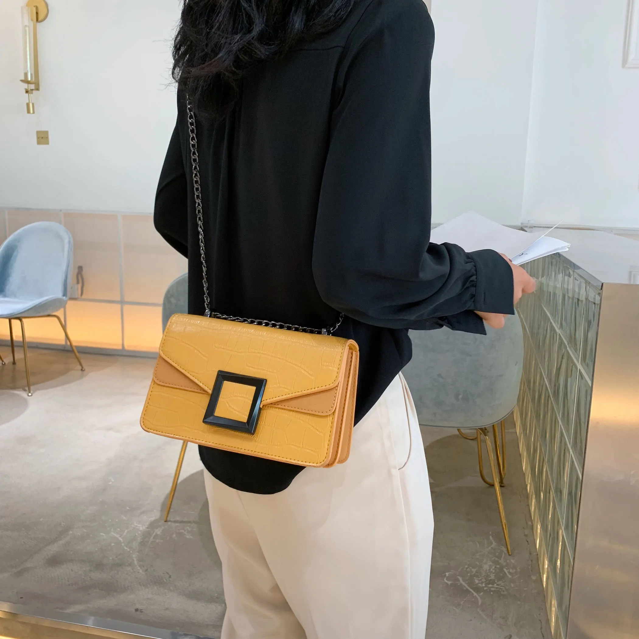  Stone Pattern PU Leather Crossbody Bags For Women 2020 Small Shoulder Messenger Bag Female Luxury C - 4000079326918