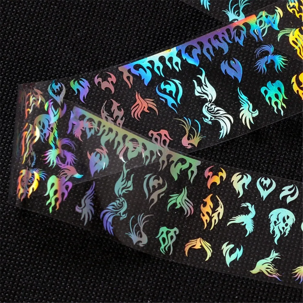10PCS Nail Transfer Foil Holographic Flower Transfer Geometric Pattern Nails Art Sticker Laser Decals Manicure Decoration Tools