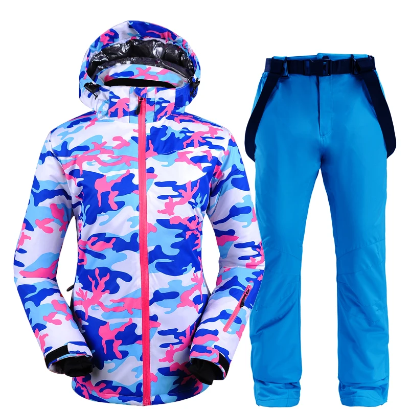 Новые плотные лыжные куртки и штаны для женщин, лыжный костюм, комплекты для сноубординга, очень теплая ветрозащитная Водонепроницаемая зимняя одежда для улицы