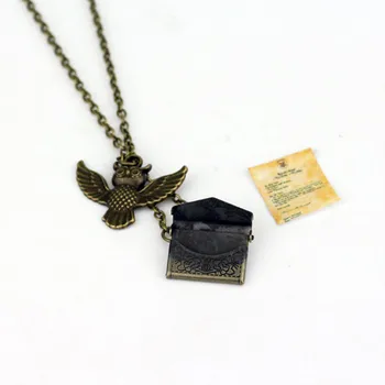 

Fashion Movie Series Jewelry Vintage Bronze Potter Owl Pendant Post Envelop Jewelry For Friend Mysterious Gifts Necklace