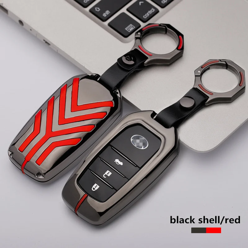 A-black red Чехол для ключей автомобиля из цинкового сплава для Toyota Crown Camry Corolla Avensis Verso Yaris Aygo Scion TC IM защитные аксессуары для стайлинга автомобилей - Название цвета: A-black red