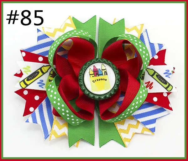 free shipping A.B.C.D.E 500pcs 5.5'' inspired hair bows popular cartoon hair bow with lined clips boutique girl hair bows-B