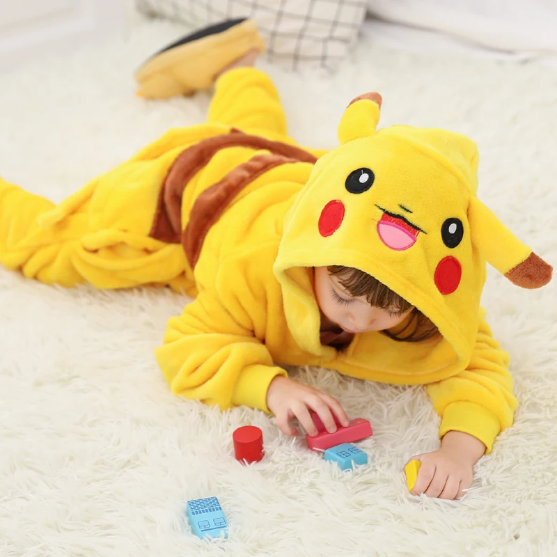 

Onesie Pikachu Children Pokemon Pijama unicornio Kids Cosplay Pajamas One Piece Sleepwear Halloween dinosaurus costume jumpsuit