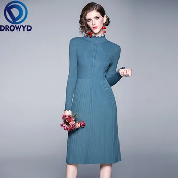 

Queen Sexy Tight Knit Cotton Midi Dress for Women Fashion Girl Boho Long Sleeve Stretch Dress Elegant Club Party Dresses Vestido