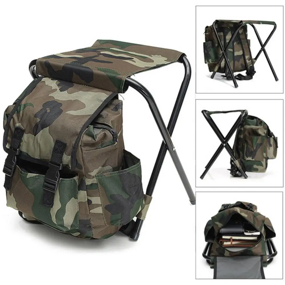 75% Discounts Hot! Portable Outdoor Camouflage Folding Chair Backpack  Camping Fishing Accessories