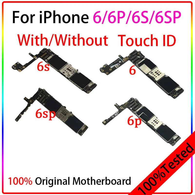 100%Original For iPhone 6 6p Factory Unlocked Motherboard iphone6 Plus 6S logic board mainboard NO Touch ID TEST | Мобильные