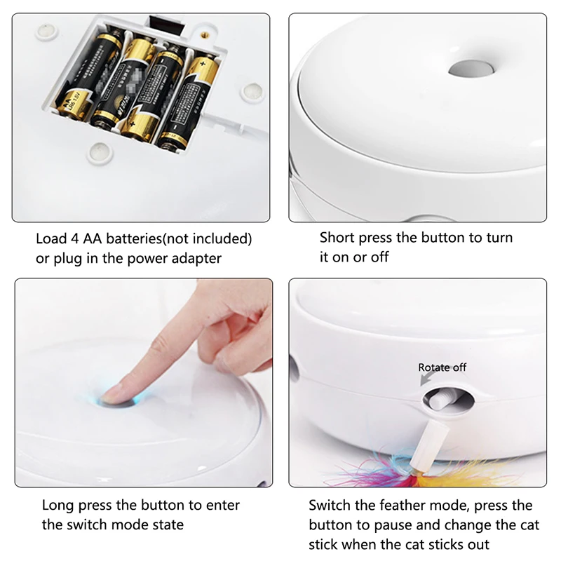 creative electric cat toy smart funny cat stick crazy game spinning turntable cat catch mouse donut 4