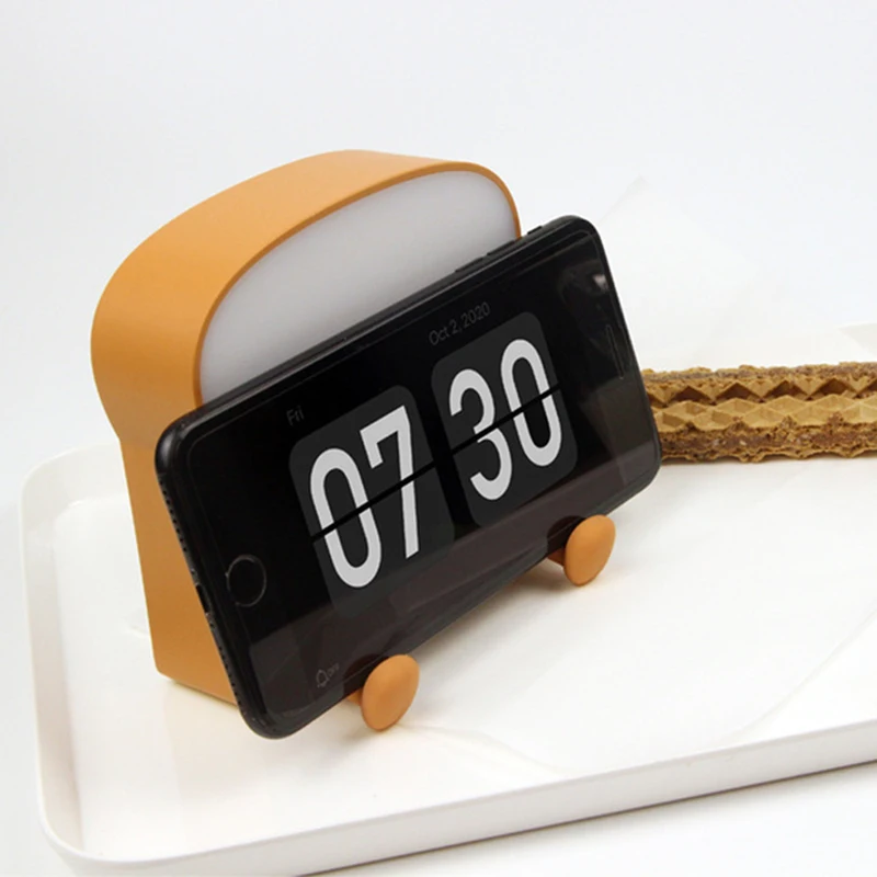 Toastbrot-Cartoon 3D-LED-Nachtlichter, weiche Silikon-Telefon-Stents, Schlaflampe, Stressabbau-Spielzeug, Schlafzimmer-Tischdekoration für Zuhause_voghion.com