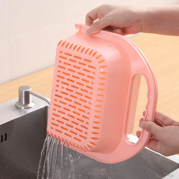 

Kitchen Foldable Colander Sink Strainer Basket Plastic Vegetable Fruit Washing Rectangular Drain Basket Household DTT88