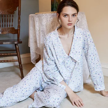 

Casual Pajamas Women Autumn Sleepwear Long-sleeved Printed Pijama Pyjamas Women Cotton Pyjama Femme Pijamas