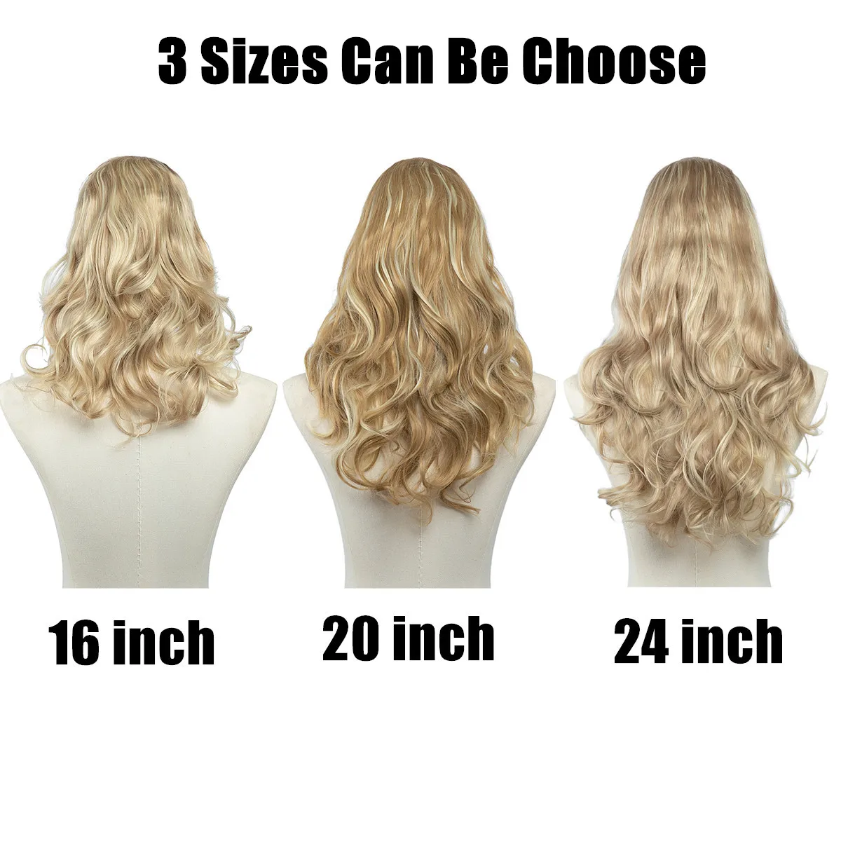 Demi-perruque Synthétique Longue 60 Cm - Blond Cuivré Foncé - Bonnet Moyen, Attache Libre - Neuf