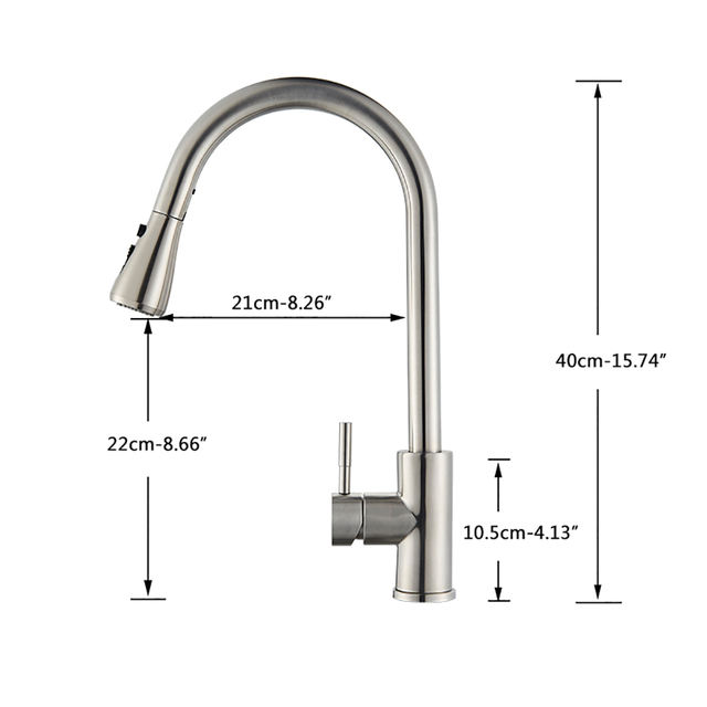 Brushed Nickel Mixer Tap, Single Hole, Pull Out Spout, Kitchen Sink