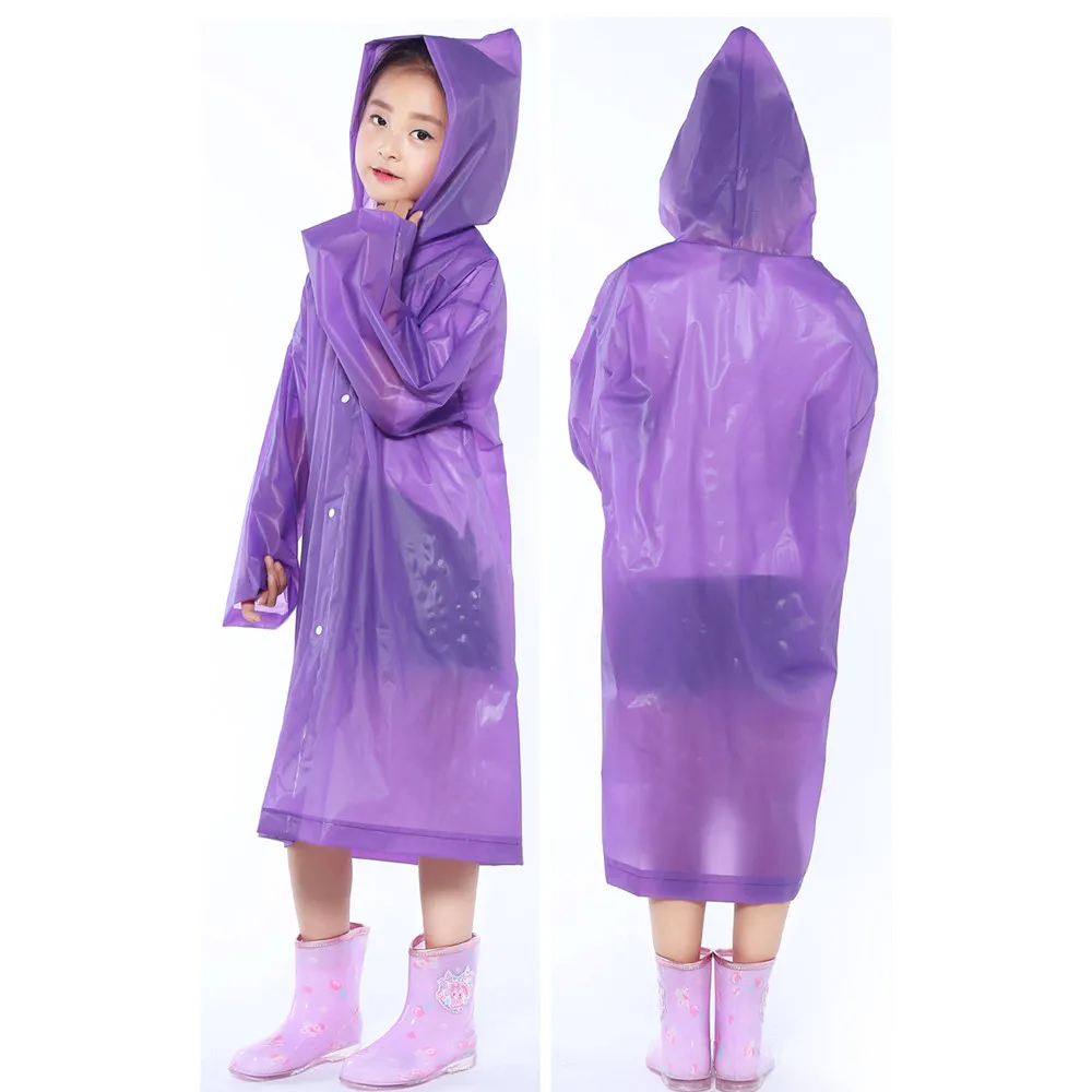 1pc Raincoats Kids Girls Boys Raincoats Portable Reusable Raincoats Transparent Children Rain Ponchos For 6-12 Years Old Py4