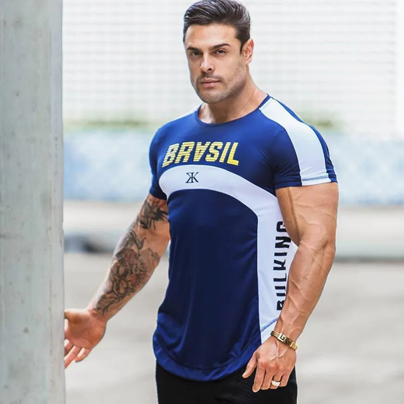 Fashion New Fitness Mens t-shirt Bodybuilding Workout Gyms joggers Quick-Drying Casual Stitching Tees Tops Summer clothing Fashion New Fitness Mens t-shirt Bodybuilding Workout Gyms joggers Quick-Drying Casual Stitching Tees Tops Summer clothing