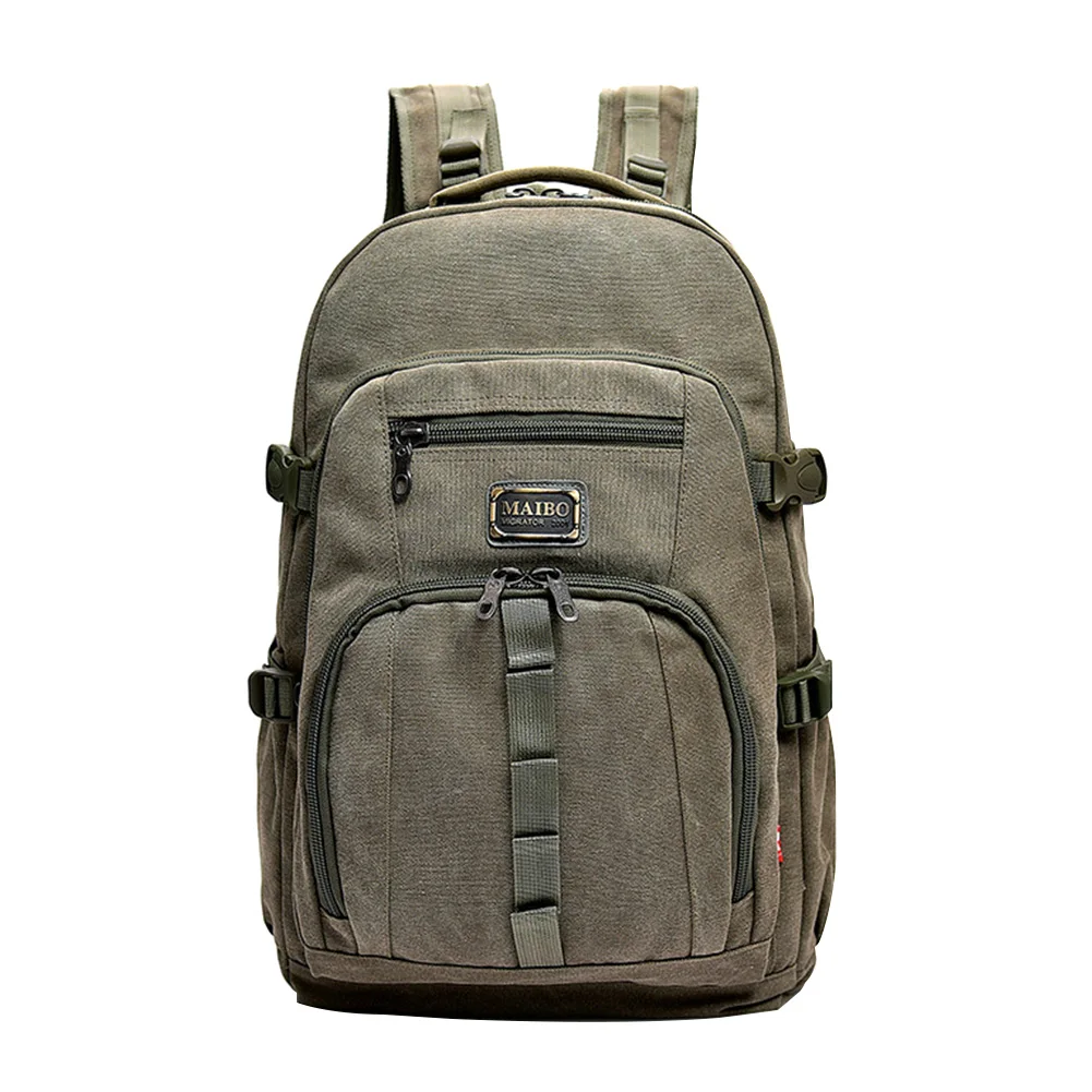 Green Storage Casual Travel Large Capacity Mountaineering Outdoor Camping Hiking Zipper Cycling Canvas Backpack Sports Climbing - Цвет: Green