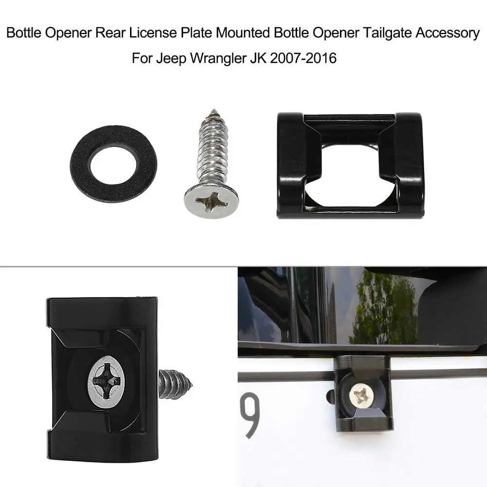 

Aluminum Bottle Opener Rear License Plate Mounted Bottle Opener Tailgate Accessory For Jeep Wrangler JK 2007-2016