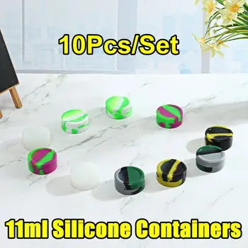 

10Pcs Mini Round Non-stick Silicone Container For Wax Bho Oil Butane Vaporizer Silicon Jars Dab Wax Container Wax Jars 11ML