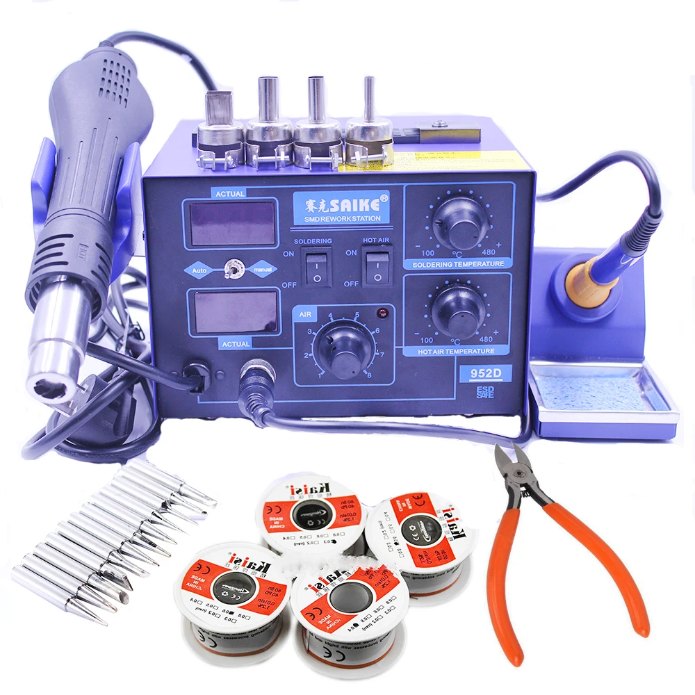 Паяльная станция Saike 952D 2 в 1 750 Вт с цифровым дисплеем|electric soldering iron|soldering ironsoldering