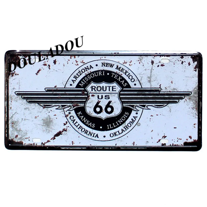 [Douladou] винтажная металлическая жестяная вывеска, старинный US Route 66, Ретро плакат в стиле мотоцикла, Лас-Вегаса,, Классическая живопись, 30x15 см - Цвет: 4