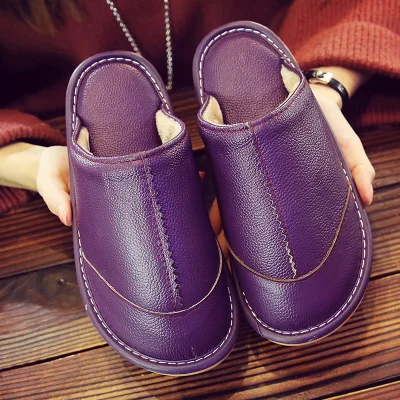 G Cotton Slippers Winter Indoor Home Non-slip Waterproof Warm Men and Women Couple Floor Slippers - Цвет: G