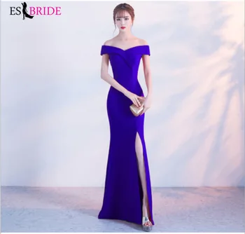 

Sexy Evening Dresses ES2799-1 Off The Shoulder Mermaid Side Slit Formal Dress Women Elegant Satin Evening Gowns for Women